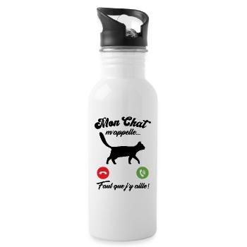 Mon chat m'appelle - Gourde avec paille intégrée - blanc - Droite
