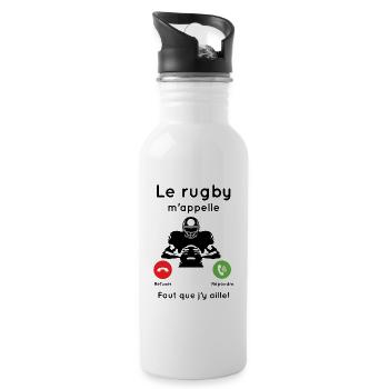 Le rugby m'appelle - Gourde avec paille intégrée - blanc - Droite