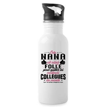 Collègue Nana, Cadeau meilleurs collègues du monde - Gourde avec paille intégrée - blanc - Droite
