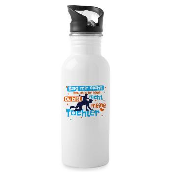 Vater Tochter Liebe - lustiger bester Papa Spruch - Trinkflasche mit integriertem Trinkhalm - Weiß - Rechts