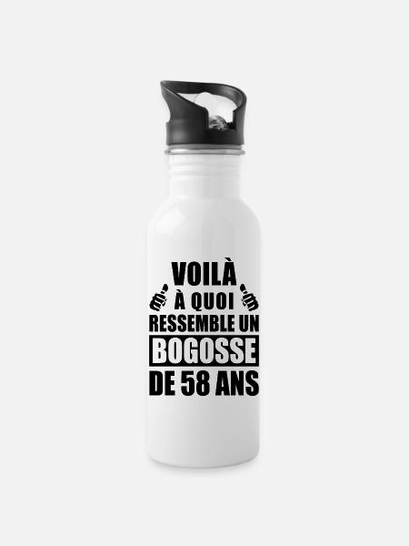 bogosse de 58 ans / humour anniversaire 58 ans - Gourde avec paille intégrée - blanc