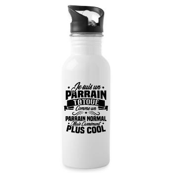 J'ai un parrain tatoué comme un parrain normal - Gourde avec paille intégrée - blanc - Droite