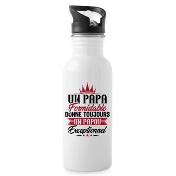 Un Papa Formidable Donne Toujours un papou - Gourde avec paille intégrée - blanc - Droite