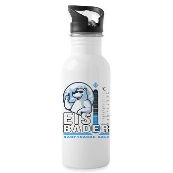 Eisbader Winterschwimmer Minusgrad Winterbaden - Trinkflasche mit integriertem Trinkhalm - Weiß - Rechts