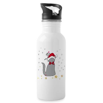 Weihnachten - Trinkflasche mit integriertem Trinkhalm - Weiß - Rechts