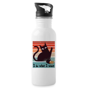 Je fais ce que je veux. Drôle de chat enterré - Gourde avec paille intégrée - blanc - Droite