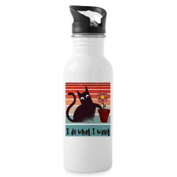 Je fais ce que je veux. Drôle de pot de fleurs de chat - Gourde avec paille intégrée - blanc - Droite