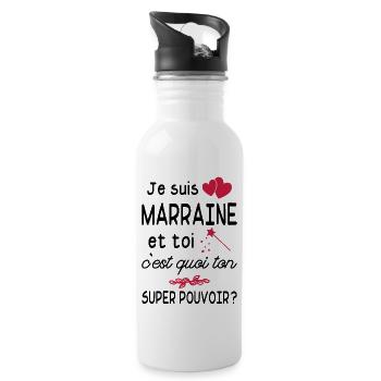 je suis marraine / cadeau humour marraine - Gourde avec paille intégrée - blanc - Droite