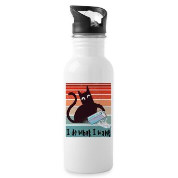 I do what I want. Funny cat with milk carton - Water bottle with straw - white - Right