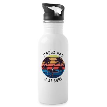 Je peux pas j'ai surf - Gourde avec paille intégrée - blanc - Droite