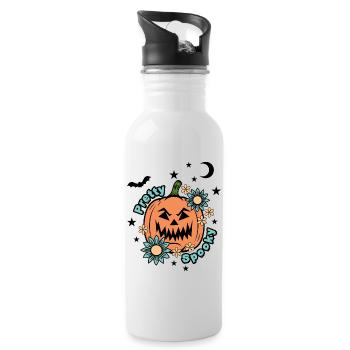 Halloween Kürbis - Pretty Spooky - Niedliches Halloween - Trinkflasche mit integriertem Trinkhalm - Weiß - Rechts