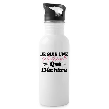 Je suis une Maîtresse qui déchiiiire - Gourde avec paille intégrée - blanc - Droite