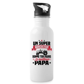 Super agriculteur donne toujours le meilleur papa - Gourde avec paille intégrée - blanc - Droite