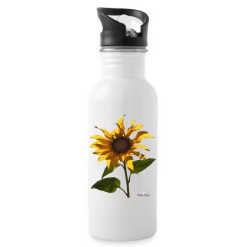 Bloomed sunflower - TShirtAngel.de - Water bottle with straw - white - Right