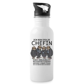 Unglaublich fleißiges Team Faultiere Stolze Chefin - Trinkflasche mit integriertem Trinkhalm - Weiß - Rechts