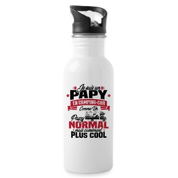 Un papy en camping-car comme un papy normal - Gourde avec paille intégrée - blanc - Droite