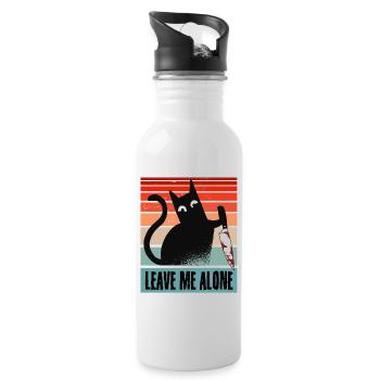 Laisse-moi tranquille, chat avec couteau - Gourde avec paille intégrée - blanc - Droite