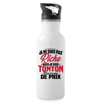 Je ne suis pas riche mais je suis tonton - Gourde avec paille intégrée - blanc - Droite