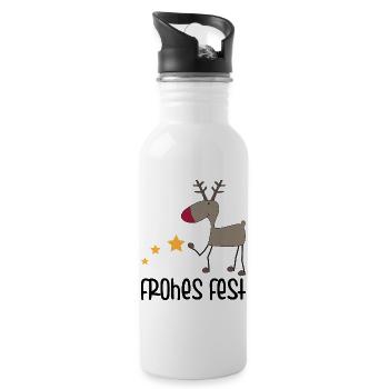 Christmas - Water bottle with straw - white - Right