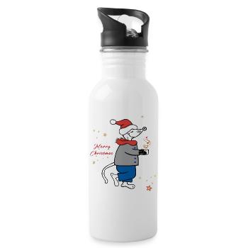 Merry Christmas, Advent - Trinkflasche mit integriertem Trinkhalm - Weiß - Rechts