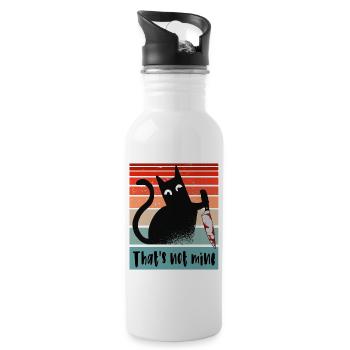 That’s not mine, Innocent Cat with knife - Water bottle with straw - white - Right