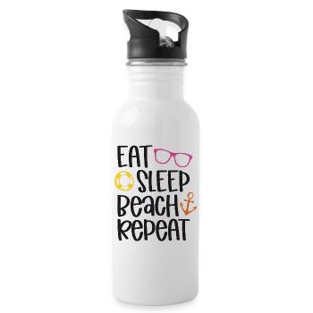 Eat Sleep Beach Repeat - Water bottle with straw - white - Right