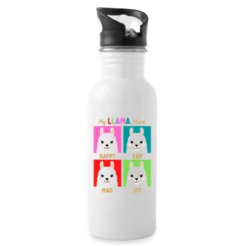 Meine Lama-Stimmung - Trinkflasche mit integriertem Trinkhalm - Weiß - Rechts