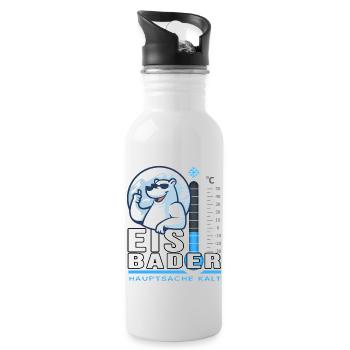 Eisbader Eisbär Winterschwimmen Minusgrad Frost - Trinkflasche mit integriertem Trinkhalm - Weiß - Rechts