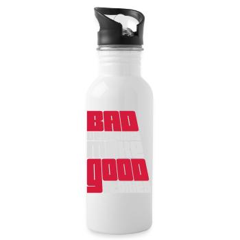 bad decisions great stories - Trinkflasche mit integriertem Trinkhalm - Weiß - Rechts