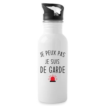 Je peux pas je suis de garde - Gourde avec paille intégrée - blanc - Droite