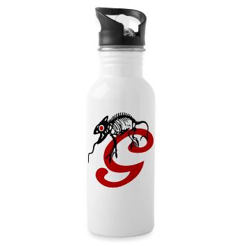 Gecko, Eidechse, Initiale - Trinkflasche mit integriertem Trinkhalm - Weiß - Rechts