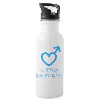 Baby Ankündigung - Junge - Schwangerschaft - Trinkflasche mit integriertem Trinkhalm - Weiß - Rechts