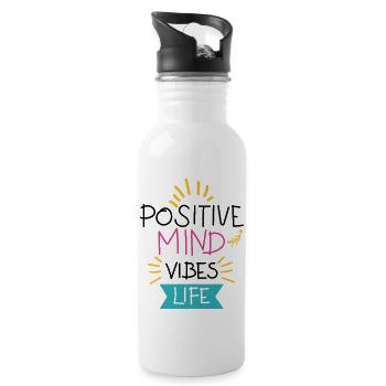 positif vibrations positives citation de vie positive. - Gourde avec paille intégrée - blanc - Droite