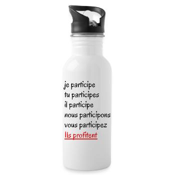 Je participe cadeau original - Gourde avec paille intégrée - blanc - Droite