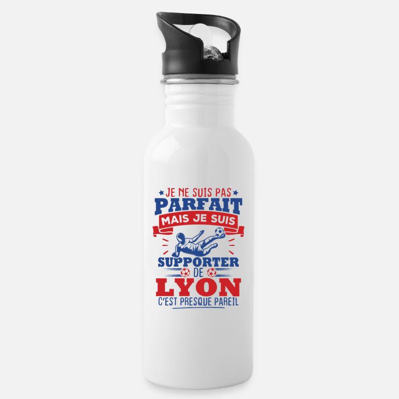 Pas parfait mais je suis supporter de Lyon - Gourde avec paille intégrée - blanc