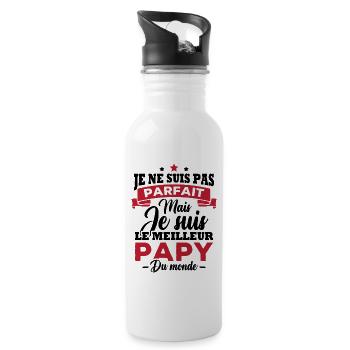 Je ne suis pas parfait meilleur papy du monde - Gourde avec paille intégrée - blanc - Droite