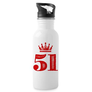 51 Zahl Krone - Trinkflasche mit integriertem Trinkhalm - Weiß - Rechts