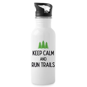 Ruhe bewahren und Trails laufen - Trinkflasche mit integriertem Trinkhalm - Weiß - Rechts