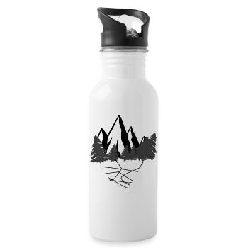 Adventure Travel Hiking Mountain - Water bottle with straw - white - Right
