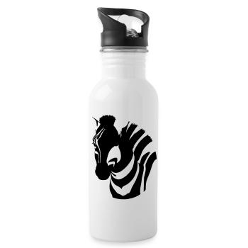 Fun Zebra Cartoon Natur Tier Safari Vektor 9 - Trinkflasche mit integriertem Trinkhalm - Weiß - Rechts