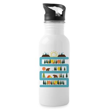 Adventure Travel Hiking Mountain - Water bottle with straw - white - Right