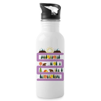 Adventure Travel Hiking Mountain - Trinkflasche mit integriertem Trinkhalm - Weiß - Rechts
