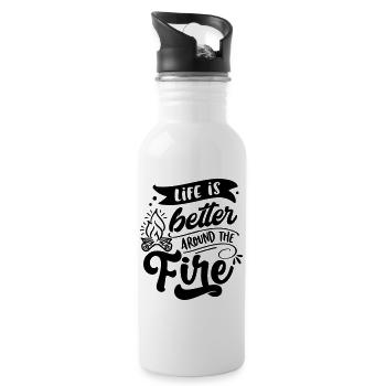 Life is better around the fire - Water bottle with straw - white - Right