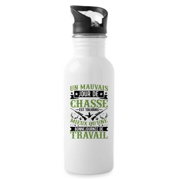 Cadeau pour Chasseur / Un mauvais jour de Chasse - Gourde avec paille intégrée - blanc - Droite