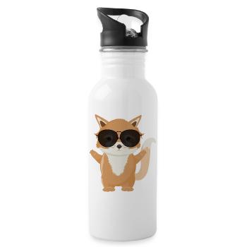 Enchanteur petit renard avec des lunettes de soleil fraîches - Gourde avec paille intégrée - blanc - Droite