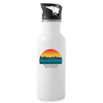 North Lake New York - Trinkflasche mit integriertem Trinkhalm - Weiß - Rechts