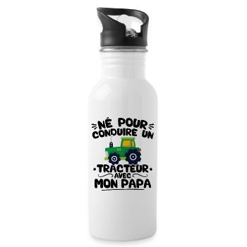 Né pour conduire des tracteurs avec mon papa - Gourde avec paille intégrée - blanc - Droite