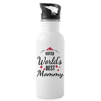 Voted World’s Best Mommy Design - Water bottle with straw - white - Right