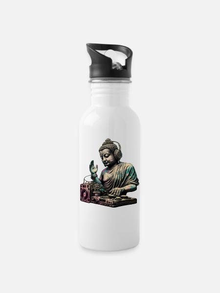 Bouddha DJ - Gourde avec paille intégrée - blanc