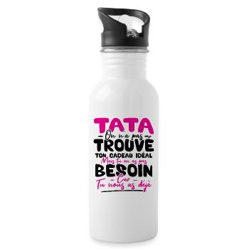 Tata on n'a pas trouvé ton cadeau - Gourde avec paille intégrée - blanc - Droite